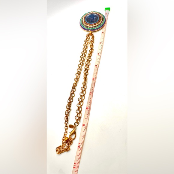 14-18" Chico's Blue Rhinestone Pendant Bullseye Western Chain Necklace - Picture 7 of 7